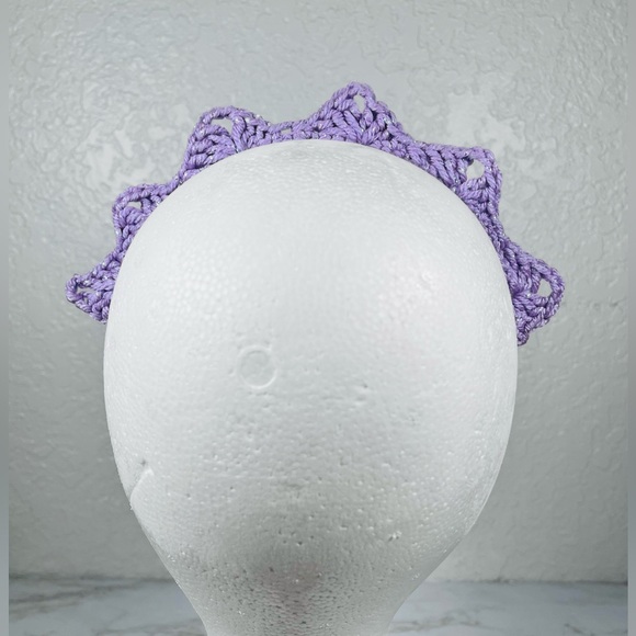 Purple Crochet Crown Headband - Picture 4 of 5